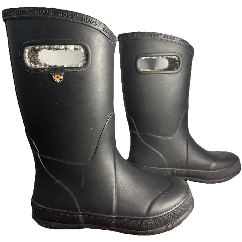 Bogs Kids Black Waterproof Boots with Pull On Handles